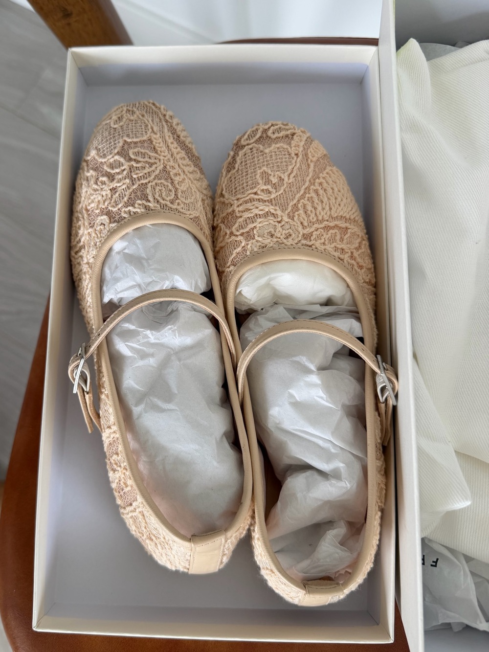 Freda Salvador Nude Lace Mary Jane Ballet Flat - Picture 5 of 8